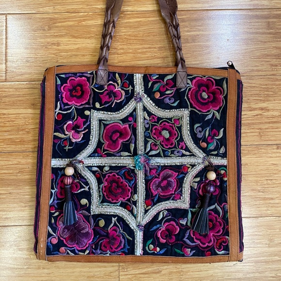 Silk Hand Embroidered Hill Tribe Bag - Picture 1 of 6